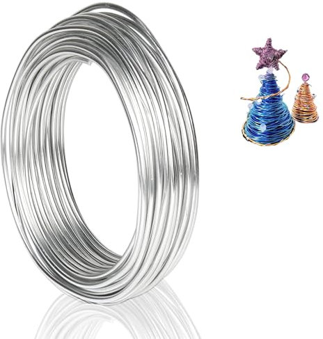 Alambre de aluminio plateado de calibre 12 de 2 mm, alambre de 30 m para manualidades, alambre grueso y flexible para esculpir, alambre flexible para hacer joyas, alambre de esqueleto para hacer