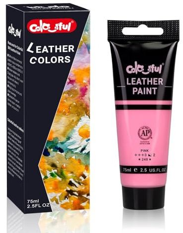 Colorful Pintura acrílica para cuero, 70.9 g rosa, para pintura de zapatos, pintura de cuero para decoración de bolsas y carteras, cuidado de chaquetas, manualidades y proyectos de personalización