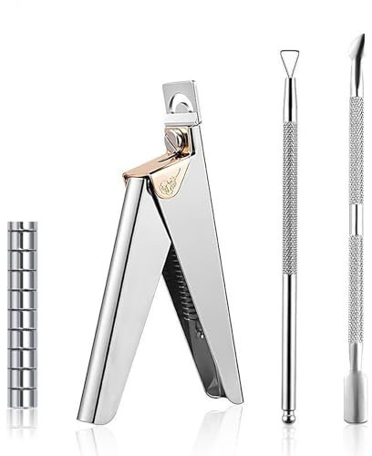 Acrylic False Nail Clippers with Sizer Magnet, Accurate Trimming Nail Clippers Manicure Tools, Including Flat Shears, Triangular Plane, Steel Pusher 10 Magnets Nail Tip Cutter, for Salon Home Nail