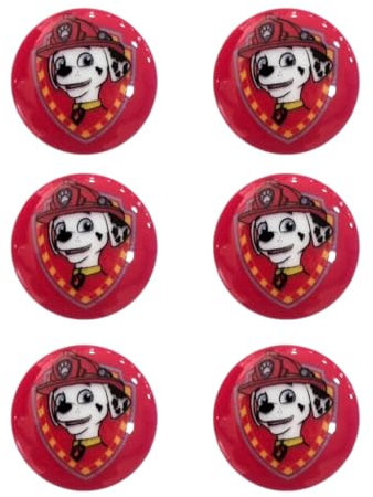 CMM COMERCIAL MERCERA – 6x Paw Patrol Marshall Kinderknöpfe 15 mm zum Annähen | Knöpfe für Kinderkleidung, Babysachen & Basteln | Bunte Rundknöpfe für DIY Nähprojekte & Strickjacken