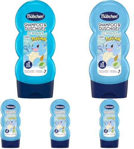 Bübchen Shampoo & Duschgel für Kinder, Pokémon Schiggy Edition, 230 ml (Packung mit 5)
