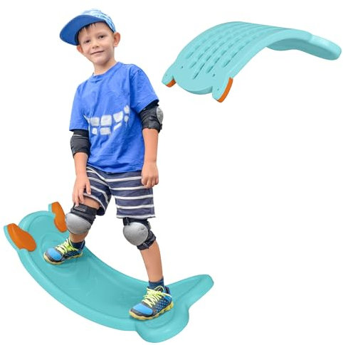 AIYAPLAY Balance Board Kids, Wobble Board Kids Seesaw Rock, Toddler Curved Balance Board for Balance Training & Sensory Play, Light Blue