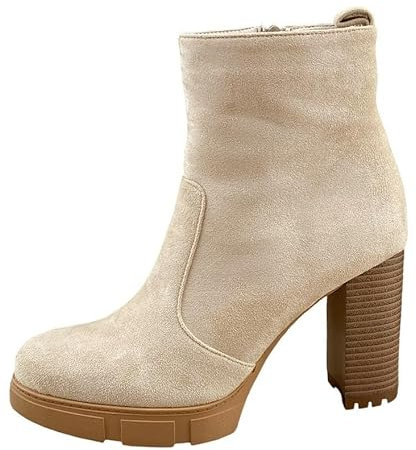 Pogolino Stivaletti da donna con tacco elegante con fibbia glitter stivali autunno inverno tacchi alti, Lm312 beige, 37 EU
