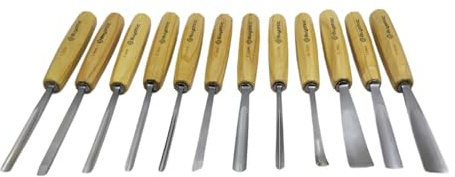 Set di strumenti per intaglio del legno, kit da 12 pezzi con mazzuolo, custodia in tela, scalpelli per principianti e professionisti della lavorazione del legno