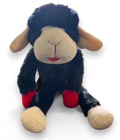 Multipet 14 Black Lamb Chop Plush Dog Toy with Squeaker – Soft and Durable Pet Companion
