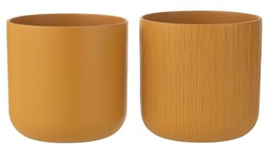 J-Line Lot de 2 pots de fleurs en céramique Ocre extra large 2 assortis