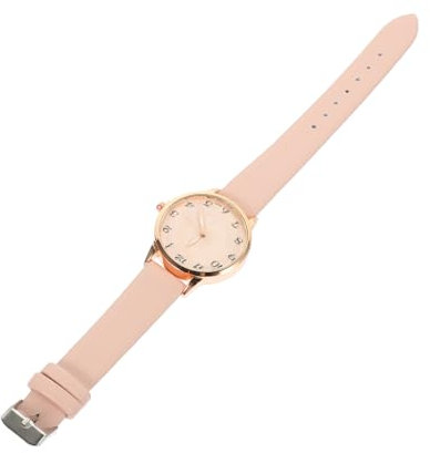 Veemoon Reloj De Pulsera Analógico para Mujeres con Correa De Cuero Rosa Diseño Elegante y Función para Oficina y