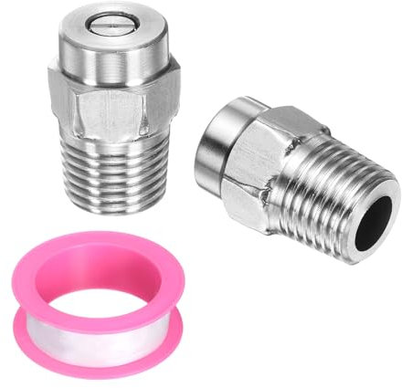 sourcing map 2pcs Surface Clean Tip 25 Degree 1/4 Inch NPT Male 0.977 Orifice 4000 PSI Stainless Steel Threaded Pressure Washer Spray Nozzle for Water Guns Water Broom