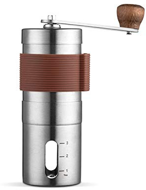 Mini Manual Coffee Grinder,Ceramic Burr,Mini Hand Coffee Bean Mill with 20g Capacity,Adjustable Grind Setting,304 Stainless Steel for Travel, Camping, Office, Espresso, Pour Over, Etc