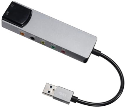 Iuhtrb USB External Sound Card With SPDIF Digital Sound For 5.1 & 7.1 Surround Sound Systems Aluminum Body Optical Fiber Sound Card