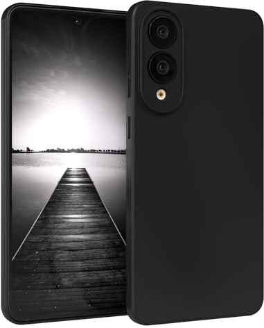 EAZY CASE - Silikonhülle für Galaxy S25 Edge Hülle Silikon Case Schwarz weich stoßfeste Handyhülle Schutzhülle mit Kameraschutz Dünn Premium Schutz Cover TPU Phone Bumper in Mattschwarz
