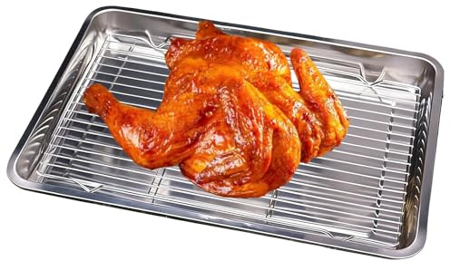 Teglia Da Forno | Con Griglia Di Raffreddamento Per Articoli Da Cucina,Teglia Con Bordo Per Biscotti | Per Biscotti Pane Torta Pagnotta Frutta Verdura Carne BBQ Grigliata