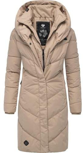 Ragwear Damen Winter-Steppmantel Natalka wasserdicht mit großer Kapuze | Länge: oberschenkellang | Wärmegrad 3 von 3 – warm gefüttert | lang geschnitten | große gefütterte Kapuze