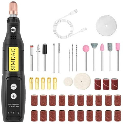 Cordless Rotary Tool Set, 5-Speed Electric Grinder Kit with Accessories, 3.7V 8000-16000rpm USB Rechargeable Rotary Tool Kit for DIY Engraving, Grinding, Polishing Drilling Etching