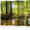 decomonkey Paravent Raumteiler Innen Wald 225x172 cm 5 Teilig Einseitig Room Divider Wall Raumteiler Stehend Trennwand Sichtschutz Spanische Wand Sichtschutzwand Wohnzimmer Holz Baum Sonne