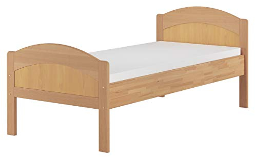 Erst-Holz®Massivholzbett geschwungenes Seniorenbett Buche Natur 90x200 Holzbett Matratze 60.75-09 M