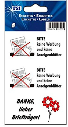 TSI Hinweis-Etikett Bitte Keine Werbung (Bitte Keine Werbung + Anzeigenblätter, 10 Packungen)