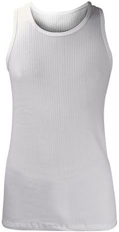 HEAT HOLDERS - Mens Winter Warm Cotton Thermal Underwear Sleeveless Vest (Large (41-43 Chest), White)