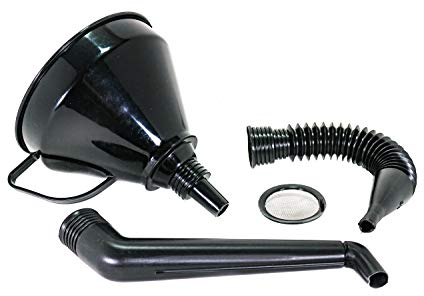 ValesaVales Rechtwinkliges, Flexibles und Elastisches Kunststofftrichter-Set mit 2 Abnehmbaren Aufsätzen und einem Filter für Kfz-Öl und Haushaltsanwendungen