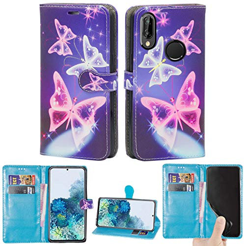 Huawei P Smart 2019 / Honor 10 Lite Case, Premium PU Leather Flip Wallet Phone Case Cover with Magnetic Closure Stand Card Holder for Huawei P Smart 2019 / Honor 10 Lite (Butterfly Blue Book)