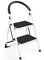 GIANTEX Trittleiter 2 Stufen klappbar, Klapptritt Klapptrittleiter 150 kg Tragfähigkeit, Stufenleiter Haushaltsleiter mit Sicherheitsbügel, Anti-Rutsch, Metall, weiß