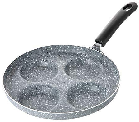 4-Loch Frying Pot verdickte Omelett Pan Antihaft-Ei Pfannkuchen Steak Pan Kochen Ei Ham Pfannen Frühstück Maker (Color : Light Grey)