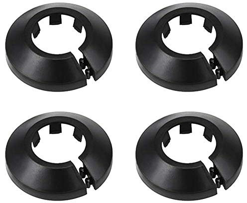 4 Stück Wandflansch Außendurchmesser Flansch Einfache Installation Kunststoff Heizkörper Rosette Wasserrohr Abdeckung Kragen Wand Rohr Abdeckung Dekoration Rohrmanschette (25 mm, schwarz)
