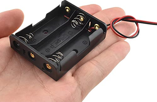 HAHIYO 4.5V AA Battery Holder Bundle Series with Wire Sturdy Clapm Flexible Springs Contact Build-in Harnesses Batteries Black Case Easy Install 6 Pieces for Wall Clocks Ham Radio Kids Toys