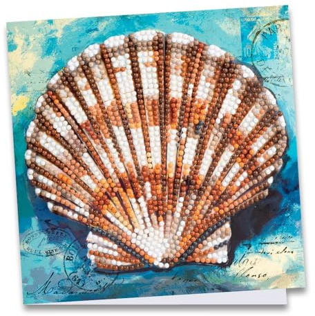 Ideen mit Herz Diamond-Painting-Grußkarte | 16 cm x 16 cm | 370 g/m² | Inkl. Umschlag & Werkzeug (Jakobsmuschel)