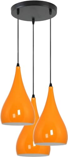 LEDSone Deckenleuchte, 3-Wege-Hängelampe, Tropfenform, mit Augapfel-Design, Rot, modernes ES E27 UK-Lampenfassung (orange)