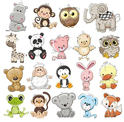 GIVBRO Parches termotransferibles con diseño de animales, adhesivos para planchar, para niños, camisetas, gorras, accesorios de bricolaje, talla L