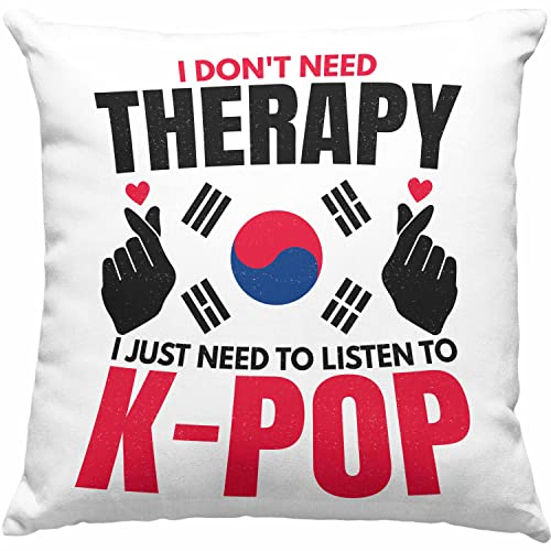 Trendation K-Pop Kissen mit Füllung 40x40 Geschenk Kpop Koreal Style Südkorea Geschenkidee Spruch (Blau)