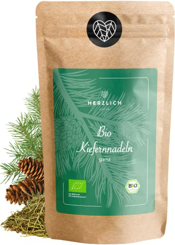 BIO Kiefernnadeln 100g - Kiefernadeltee, getrocknete Kiefernnadeln aus Wildsammlung - lose 100% Bio und rein - Bio Kiefernnadeln-Tee | Herzlich Natur