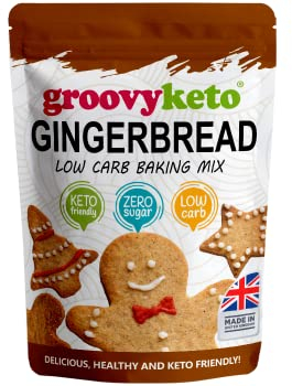 Groovy Keto Gingerbread Mix Sugar Free | Low Carb | Keto Friendly | Only 1.2g Net Carbs Per cookie | Keto Baking Mix, Diabetic Friendly - 255g Pouch