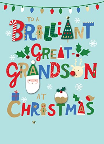 Brilliant Great-Grandson Fun Hand-Finished Christmas Card Family Xmas Cards SMF017