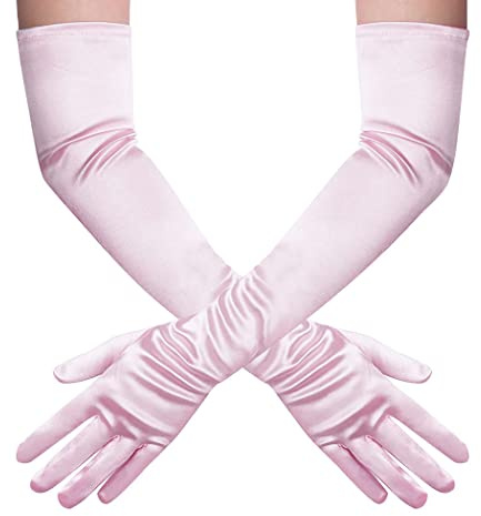 Hpfulseazn Women's 13.8/ 21 Long 1920s Flapper Evening Opera Satin Gloves, Formal Bridal Banquet Party Wedding Mittens