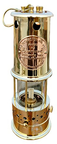 Große Vintage-Laterne aus massivem Messing, nautische Bergarbeitslampe, Ölschiff-Laterne, maritimes Weihnachtsgeschenk