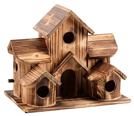 Haus für den Außenbereich, mit 6 Löchern, Vögel, blau, Finken, Nistkasten, Nistkasten, für Dekoration von Garten/Hof/Patio, Vogelhaus, Kaninchen, zum Aufhängen