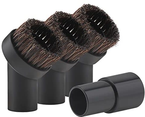 Brosse à aspirateur brosse à poussière ronde avec connecteur universel, Remplacement de brosse de 1,25 pouces avec outil adaptateur de tuyau d'aspiration de 1,25 à 1,37 pouces pour tuyau standard