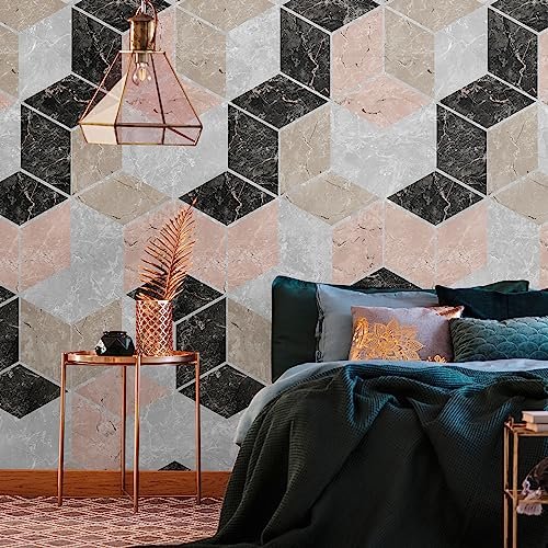 Livingwalls Vliestapete - Tapete grafisch in Beige, Schwarz und Rosa - Wandtapete für verschiedene Räume - Wandbild XXL 2,80 m x 1,59 m