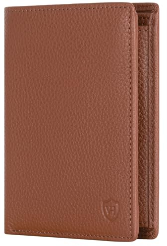 VON HEESEN Leder Geldbörse RFID Schutz I Echtleder Geldbeutel für Damen & Herren I Portemonnaie Brieftasche Wallet Portmonee (Cognac-Braun)