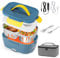Elektrische Lunchbox Speisenwärmer Auto 3 In 1(12V/24V/220V) 1,5L mit Gabel Löffel 80W Abnehmbare Edelstahl Heizungs Lunchbox Elektrisch Brotdose Tragbarer Warmhaltebehälter für LKW Haushalt Camping
