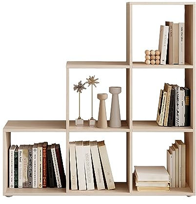 Stella Trading Luna Modernes Würfelregal Eiche Sonoma Nachbildung, ideal für Faltboxen - Praktisches Raumteiler Regal mit 6 offenen Fächern - 112 x 114 x 35 cm