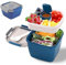 Bento Box Lunchbox mit unterteilung fächern,Brotdose mit Besteck Erwachsene/Kinder,Brotzeitbox Nachhaltig Auslaufsicher,Salat box to go, 1500ml Bento Box für Schule/Arbeit/Picknick Reisen (blau)