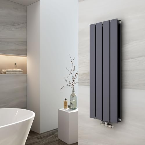 EMKE Design Heizkörper Klein, 900x304 mm Vertikal Flachheizkörper mit Mittelanschluss, Doppellagig Anthrazit Paneelheizkörper Wandheizkörper für Bad, Schlafzimmer & Wohnzimmer, 559W