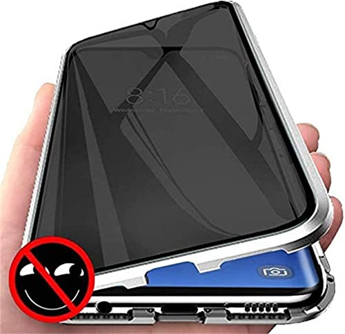 BBPM Clear Double-Sided Case for Iphone 15 Pro Max/15 Pro/15 Plus/15 Privacy Magnetic Case Screen Protector Full Body Protection Metal Frame Glass Cover,Silver,for 15 Pro Max