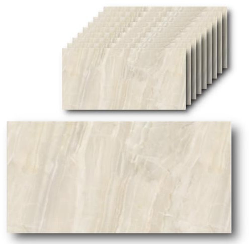 HOOZ 10x Fliesenaufkleber Marmor beige - 60 x 30 cm - Selbstklebende Fliesen 10 Stück - Klebefliesen für Küchenrückwand - Wandpaneele Küche Wanddeko Schlafzimmer Wohnzimmer Badezimmer
