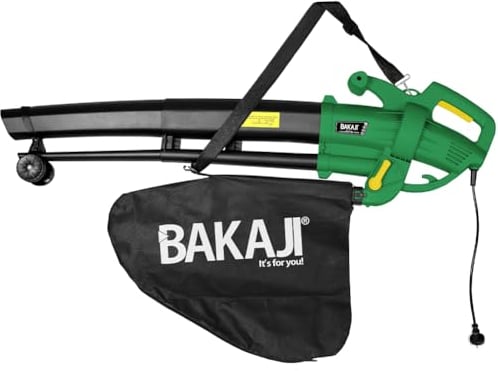 Aspirafoglie Elettrico da Giardino 3 in 1 Aspiratore Trituratore e Soffiatore Soffia Foglie Potenza 3000W con Serbatoio di Raccolta 45lt Tracolla per Manutenzione Spazi Esterni (Con Filo Verde Scuro)