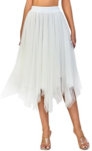 Tanzdunsje Gonna Tulle da Donna e Bambina Lunga Elastica - Bianco, Nero, Rosa Irregolare per Costumi di Carnevale e Halloween