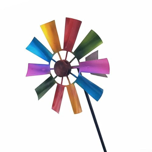 Getdoublerich Girandola a vento in metallo di alta qualità da 73 cm. Mulino a vento decorativo da giardino in metallo